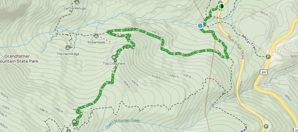 Flat Rock View via Nuwati and Cragway Trail Map | Blowing Rock Hikes