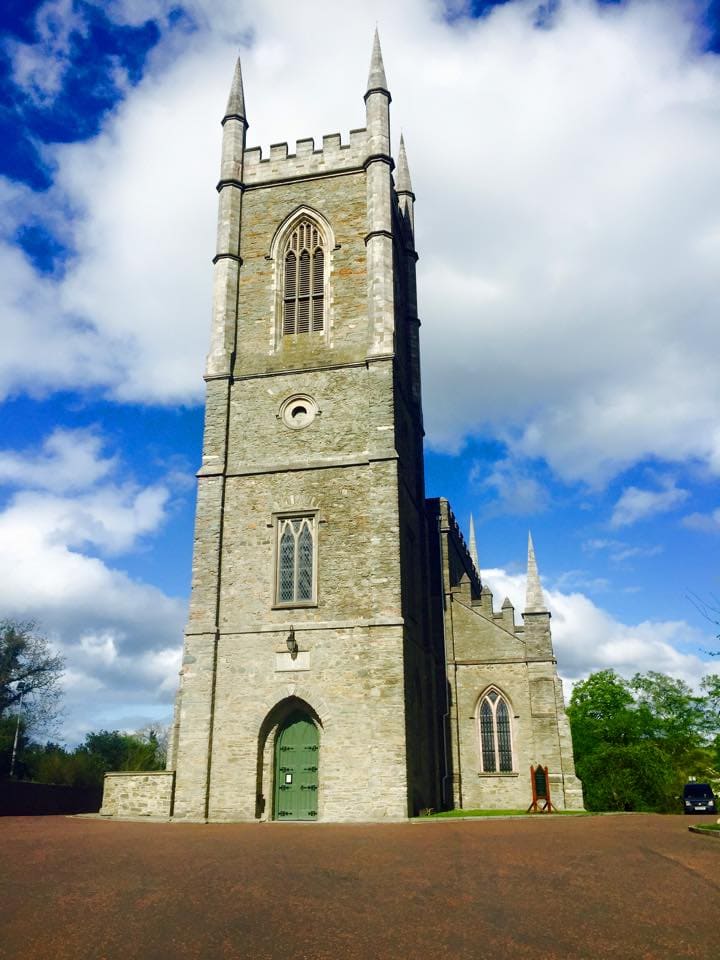 The grand Down Cathedral which is the home for St. Patrick's grave in Downpatrick, Ireland.