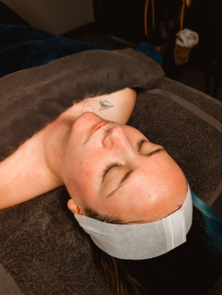 Phoenyx Enjoying a Restorative Facial Treatment in Jacksonville NC Spa